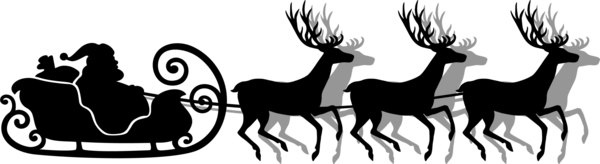 Transparent Santa Claus Black And White Silhouette Horse for Christmas