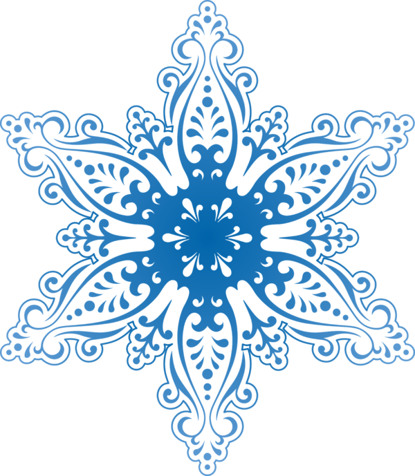 Transparent Snowflake Shape Christmas Blue Line Art for Christmas
