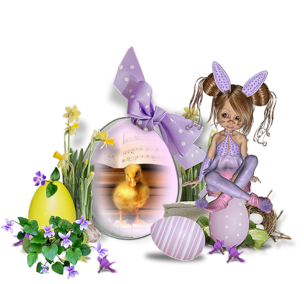 Transparent Easter Easter Bunny Easter Egg Purple Flower for Easter