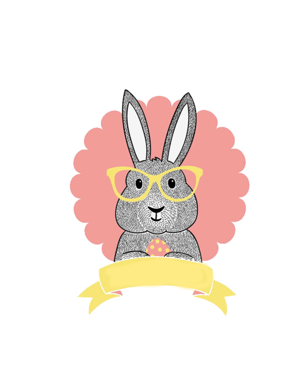 Transparent Easter Bunny Hipster Easter Pink for Easter