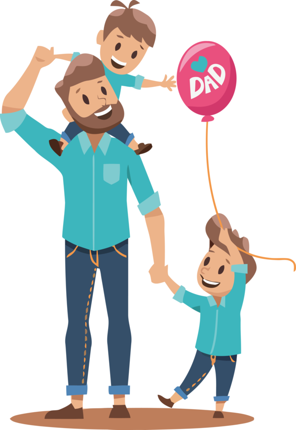 Transparent Father's Day Cartoon Sharing Playing with kids for Fathers Day Cartoon for Fathers Day