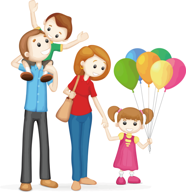 Transparent Family Day Cartoon Sharing Playing with kids for Happy Family Day for Family Day