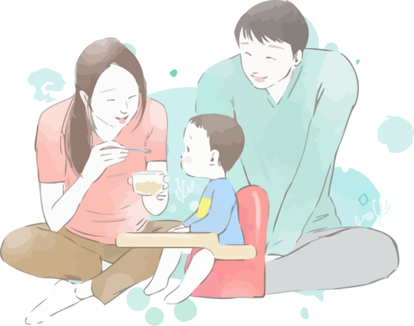 Transparent Family Day Child Cartoon Sitting for Happy Family Day for Family Day