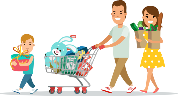 Transparent Family Day Shopping cart Sharing Cart for Happy Family Day for Family Day