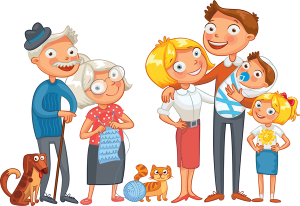 Transparent Family Day Cartoon Playing with kids Sharing for Happy Family Day for Family Day