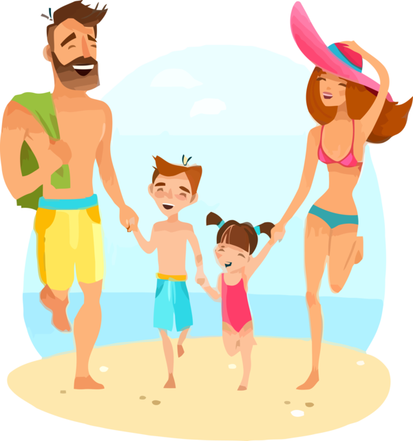 Transparent Family Day People on beach Cartoon Fun for Happy Family Day for Family Day