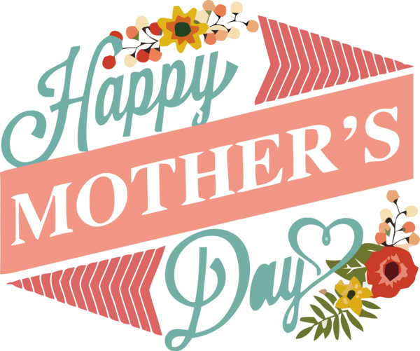 Transparent Mother's Day Font Greeting Cut flowers for Happy Mother's Day for Mothers Day