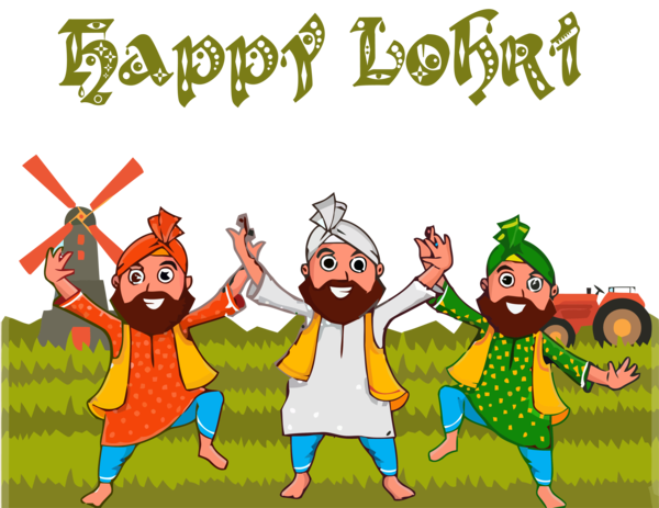 Transparent Lohri Cartoon Happy Animation for Happy Lohri for Lohri