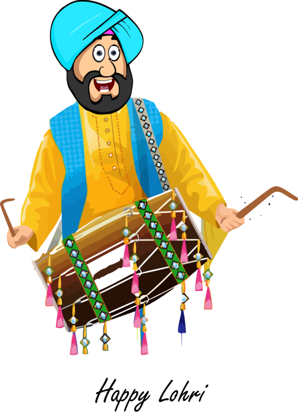 Transparent Lohri Indian musical instruments Hand drum for Happy Lohri for Lohri