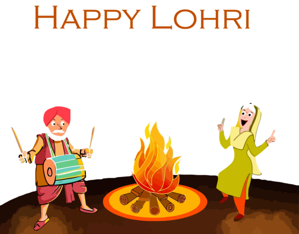 Transparent Lohri Cartoon for Happy Lohri for Lohri