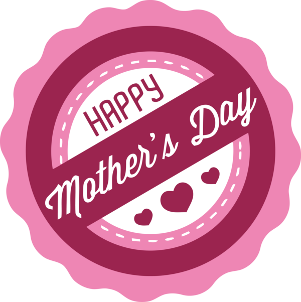 Transparent Mother's Day Pink Logo Label for Happy Mother's Day for Mothers Day