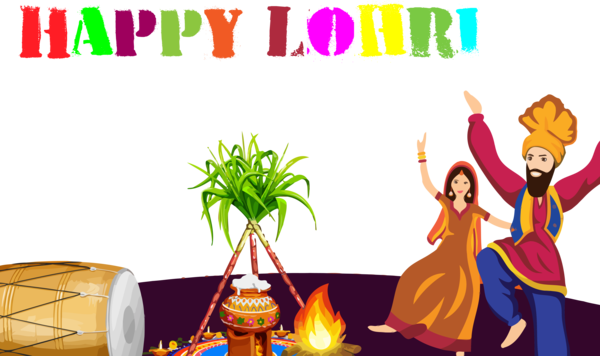 Transparent Lohri Cartoon Event for Happy Lohri for Lohri