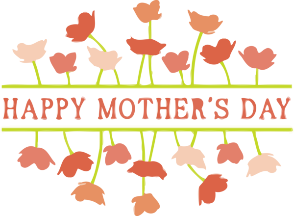 Transparent Mother's Day Text Orange Leaf for Happy Mother's Day for Mothers Day