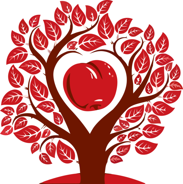 Transparent Tu Bishvat Heart Red Love for Tu Bishvat Tree for Tu Bishvat