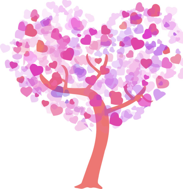 Transparent Tu Bishvat Pink Heart Love for Tu Bishvat Tree for Tu Bishvat