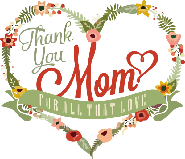 Transparent Mother's Day Greeting Heart Font for Happy Mother's Day for Mothers Day