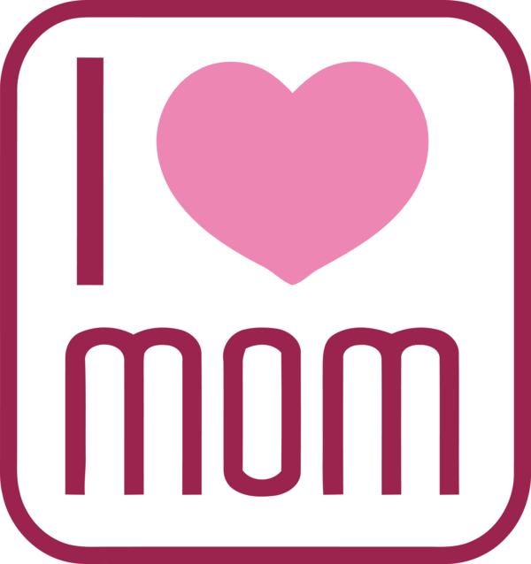 Transparent Mother's Day Pink Text Heart for Happy Mother's Day for Mothers Day