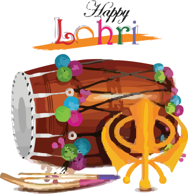 Transparent Lohri Drum Hand drum Membranophone for Happy Lohri for Lohri