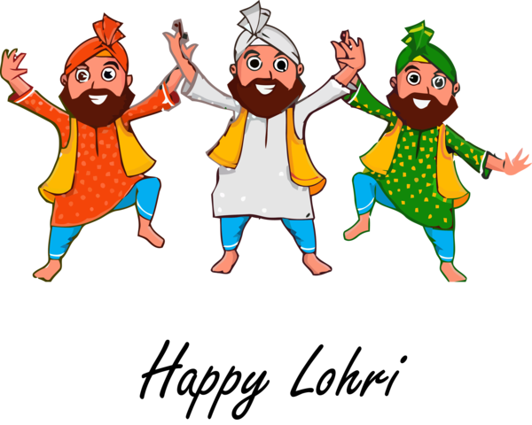 Transparent Lohri Cartoon Celebrating Playing with kids for Happy Lohri for Lohri