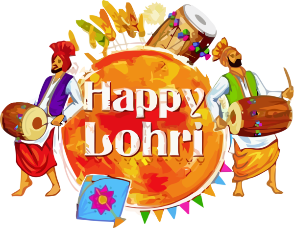Transparent Lohri Indian musical instruments Drum Sharing for Happy Lohri for Lohri