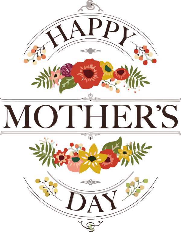 Transparent Mother's Day Font Logo Cut flowers for Happy Mother's Day for Mothers Day