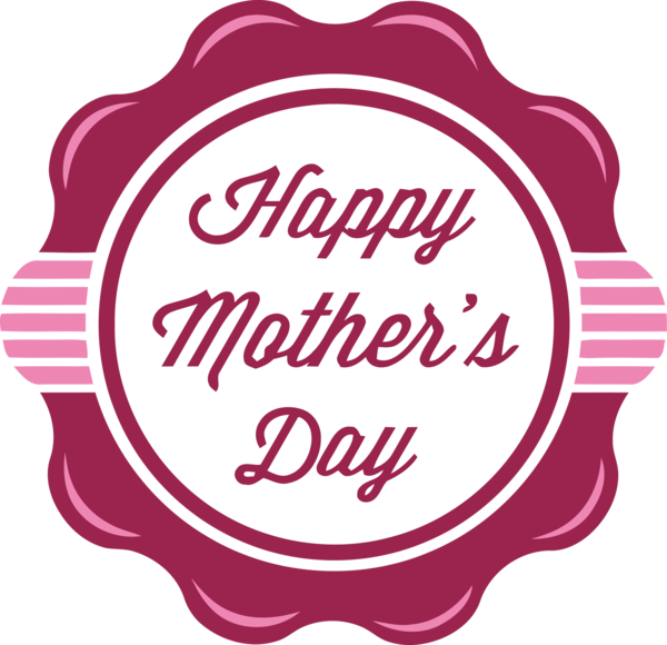 Transparent Mother's Day Pink Text Label for Happy Mother's Day for Mothers Day