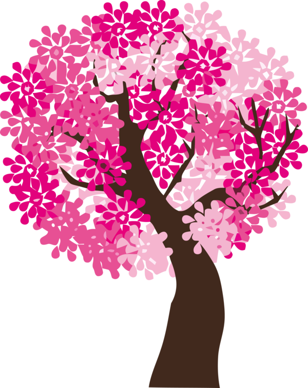 Transparent Tu Bishvat Pink Tree Plant for Tu Bishvat Tree for Tu Bishvat