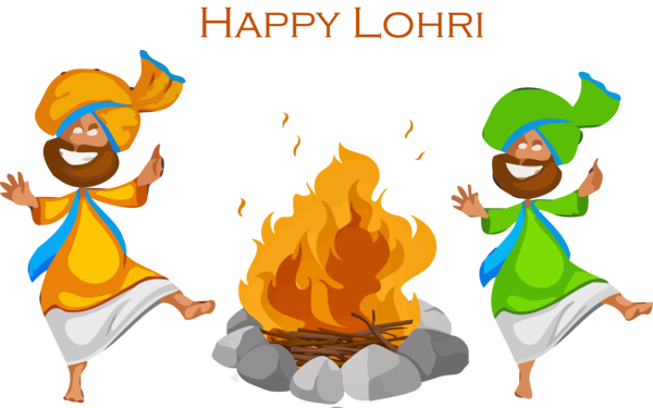 Transparent Lohri Cartoon for Happy Lohri for Lohri