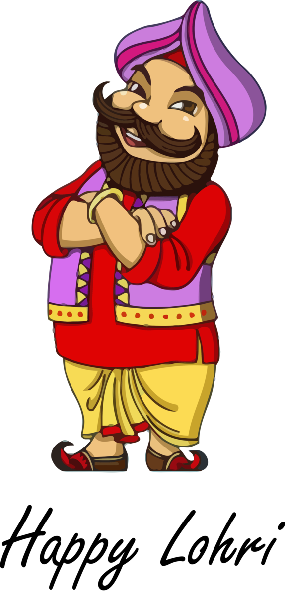 Transparent Lohri Cartoon Mascot for Happy Lohri for Lohri