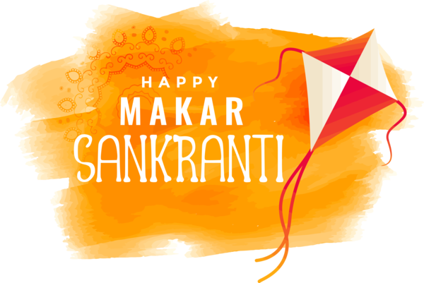 Transparent Makar Sankranti Orange Yellow Text for Happy Makar Sankranti for Makar Sankranti