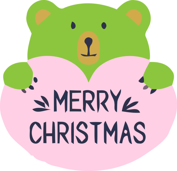 Transparent Christmas Green Text Bear for Merry Christmas for Christmas