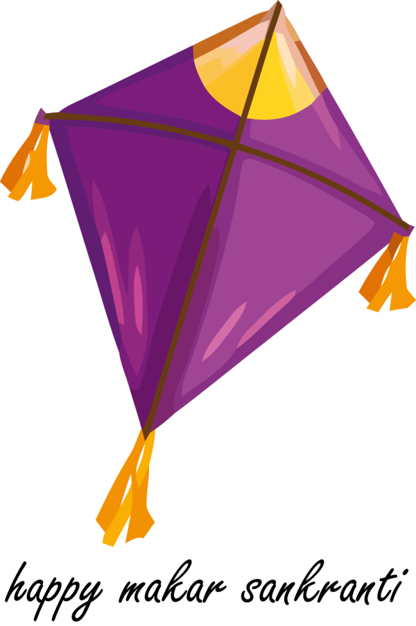 Transparent Makar Sankranti Purple Kite Triangle for Happy Makar Sankranti for Makar Sankranti