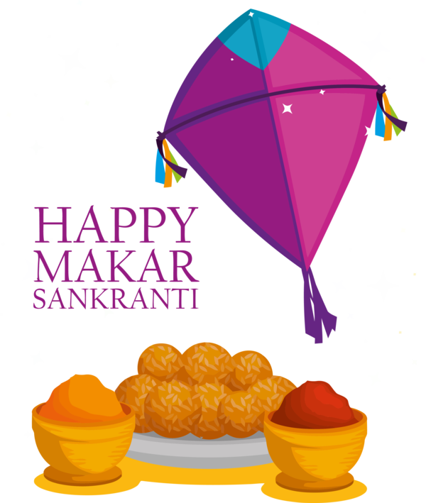 Transparent Makar Sankranti Purple Font Cone for Happy Makar Sankranti for Makar Sankranti
