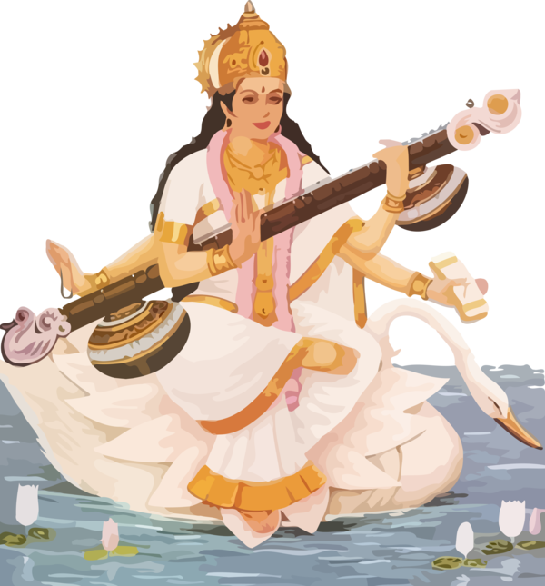 Transparent Vasant Panchami String instrument Musical instrument Veena for Happy Vasant Panchami for Vasant Panchami