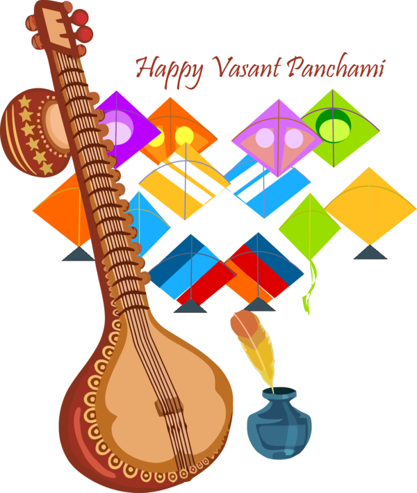 Transparent Vasant Panchami String instrument Musical instrument String instrument for Happy Vasant Panchami for Vasant Panchami