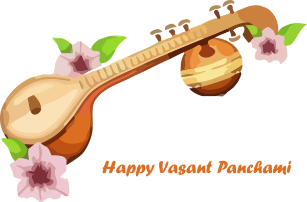 Transparent Vasant Panchami Musical instrument String instrument Veena for Happy Vasant Panchami for Vasant Panchami