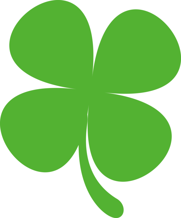 Transparent St Patrick's Day Green Leaf Symbol for Four Leaf Clover for St Patricks Day