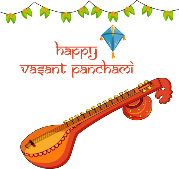 Transparent Vasant Panchami String instrument Musical instrument Indian musical instruments for Happy Vasant Panchami for Vasant Panchami
