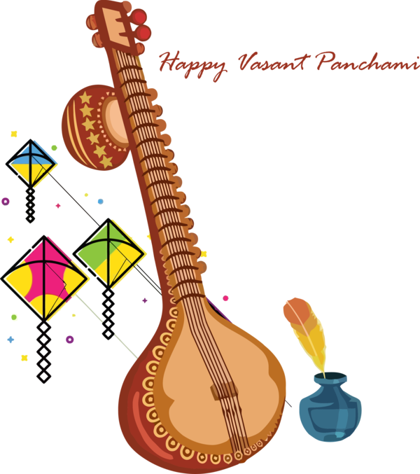 Transparent Vasant Panchami String instrument String instrument Musical instrument for Happy Vasant Panchami for Vasant Panchami