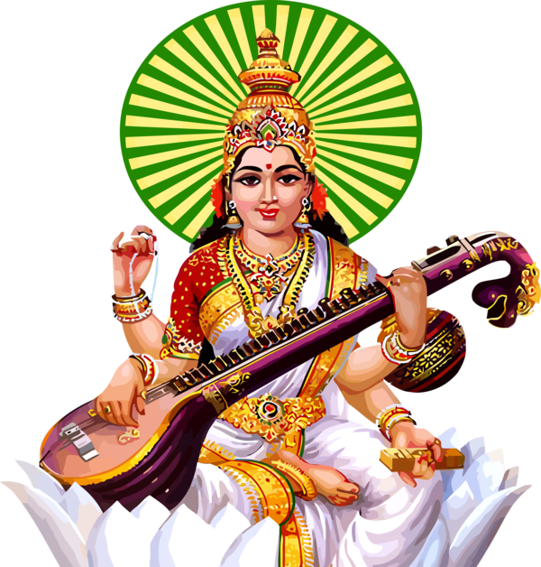 Transparent Vasant Panchami String instrument Musical instrument Veena for Happy Vasant Panchami for Vasant Panchami