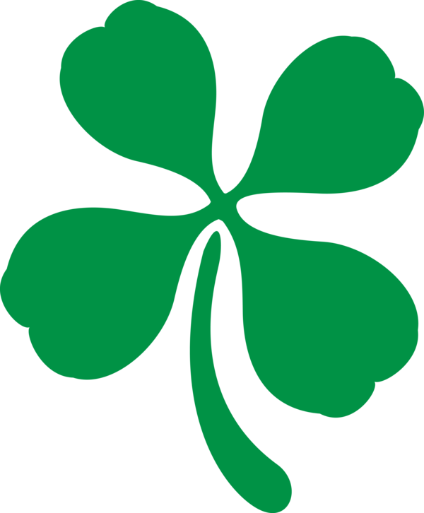 Transparent St Patrick's Day Green Leaf Symbol for Four Leaf Clover for St Patricks Day