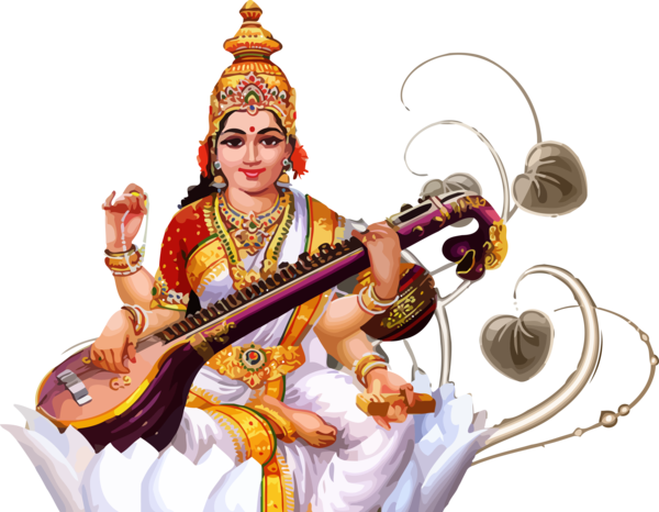 Transparent Vasant Panchami Veena Musical instrument Saraswati veena for Happy Vasant Panchami for Vasant Panchami