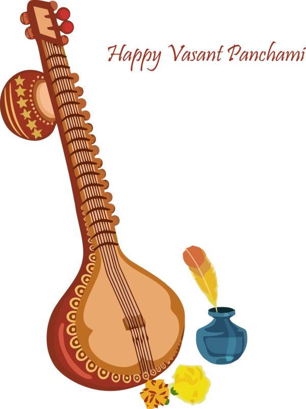 Transparent Vasant Panchami String instrument Musical instrument String instrument for Happy Vasant Panchami for Vasant Panchami