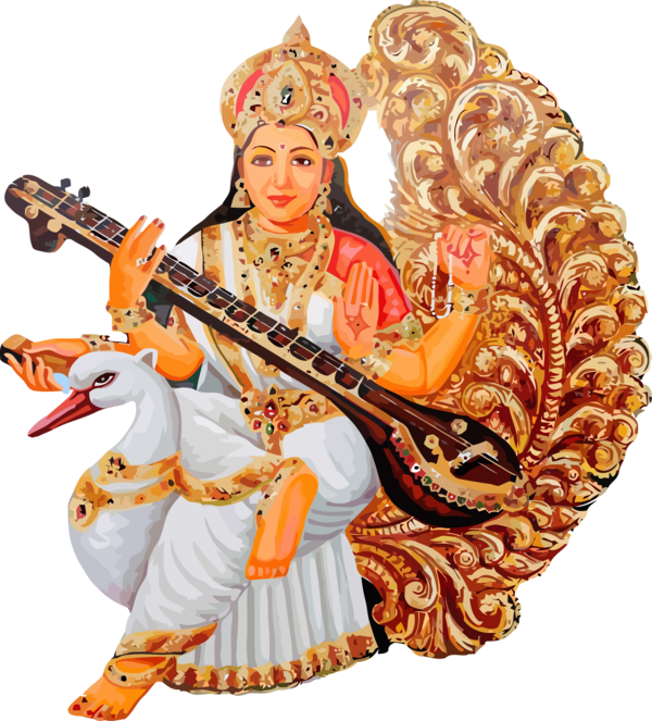 Transparent Vasant Panchami String instrument Musical instrument Saraswati veena for Happy Vasant Panchami for Vasant Panchami