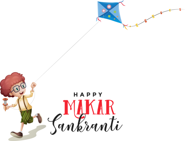 Transparent Makar Sankranti Text Cartoon Line for Happy Makar Sankranti for Makar Sankranti