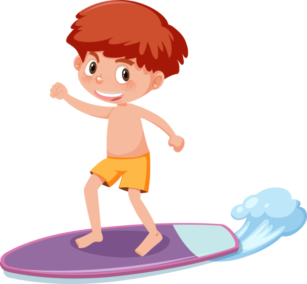 Transparent International Children's Day Cartoon Surfing Play for Children's Day for International Childrens Day