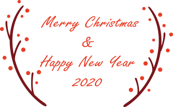 Transparent New Year Text Font Heart for Happy New Year 2020 for New Year