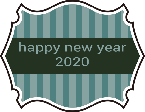 Transparent New Year Text Label Line for Happy New Year 2020 for New Year