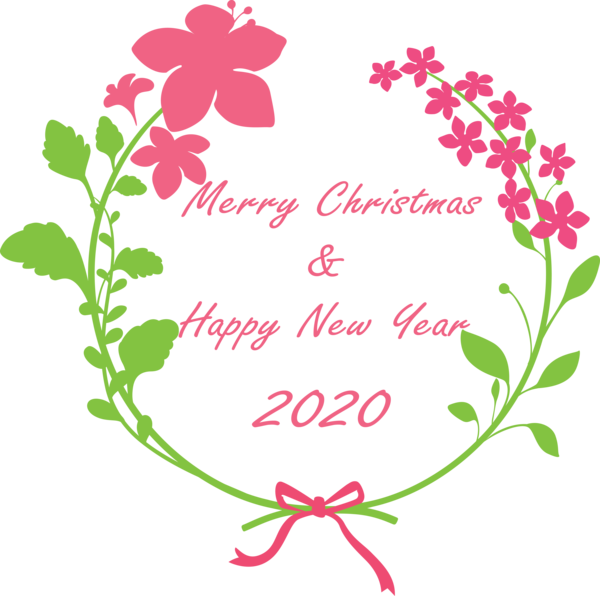 Transparent New Year Pink Flower Plant for Happy New Year 2020 for New Year