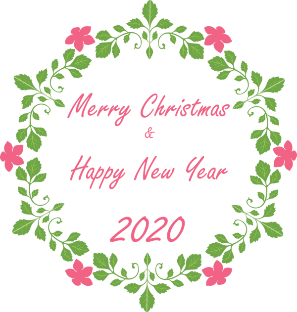 Transparent New Year Pink Text Leaf for Happy New Year 2020 for New Year